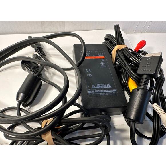 Genuine Sony Playstation 2 PS2 Slim Power Adapter + AV Cables SCPH-70100